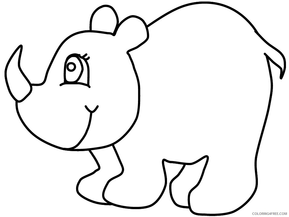 Rhino Coloring Pages Animal Printable Sheets rhino4 2021 4319 Coloring4free