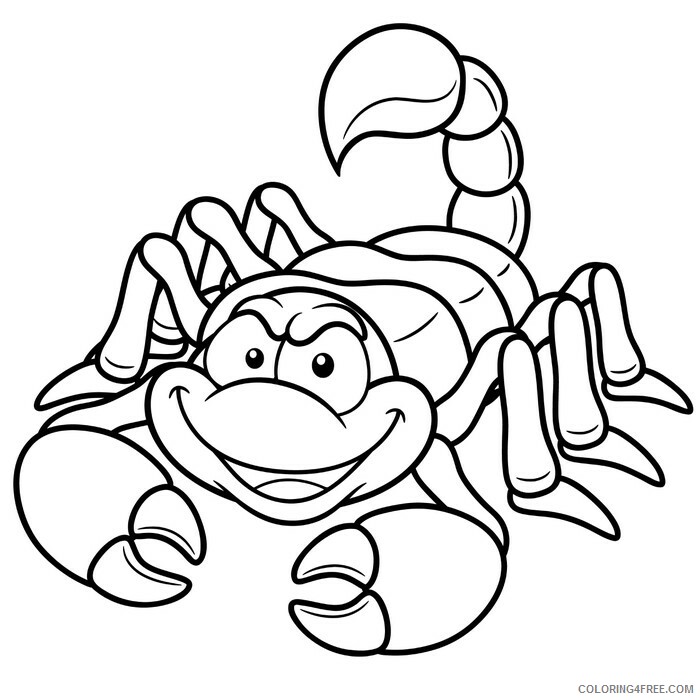 Scorpio Coloring Pages Animal Printable Sheets cartoon scorpion 2021 4337 Coloring4free