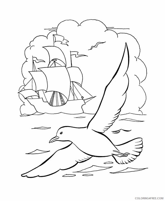 Seagulls Coloring Pages Animal Printable Sheets Ship Seagul On Columbus Day 2021 Coloring4free