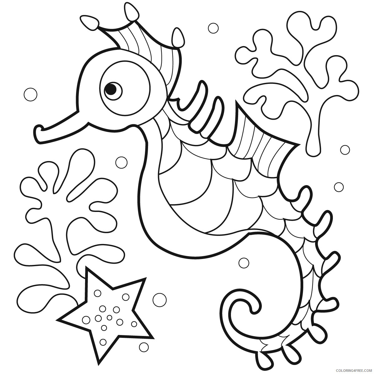 Seahorse Coloring Pages Animal Printable Sheets Seahorse Sheets Free 2021 4404 Coloring4free