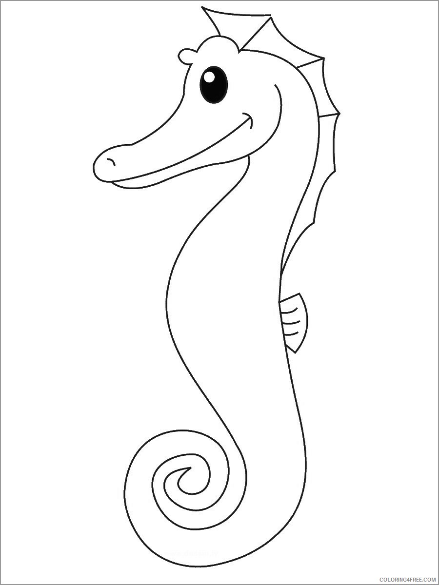 Seahorse Coloring Pages Animal Printable Sheets easy seahorse 2021 4385 Coloring4free