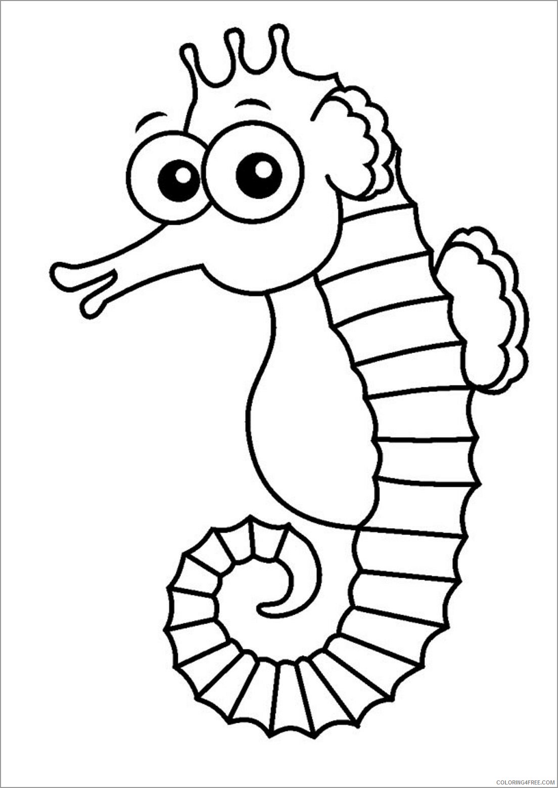 Seahorse Coloring Pages Animal Printable Sheets funny seahorse for kids 2021 4389 Coloring4free
