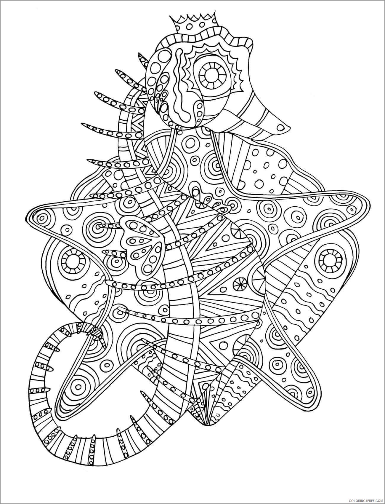Seahorse Coloring Pages Animal Printable Sheets seahorse mandala 2021 4405 Coloring4free