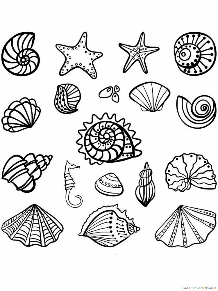 Seashell Coloring Pages Animal Printable Sheets Seashell 3 2021 4420 Coloring4free