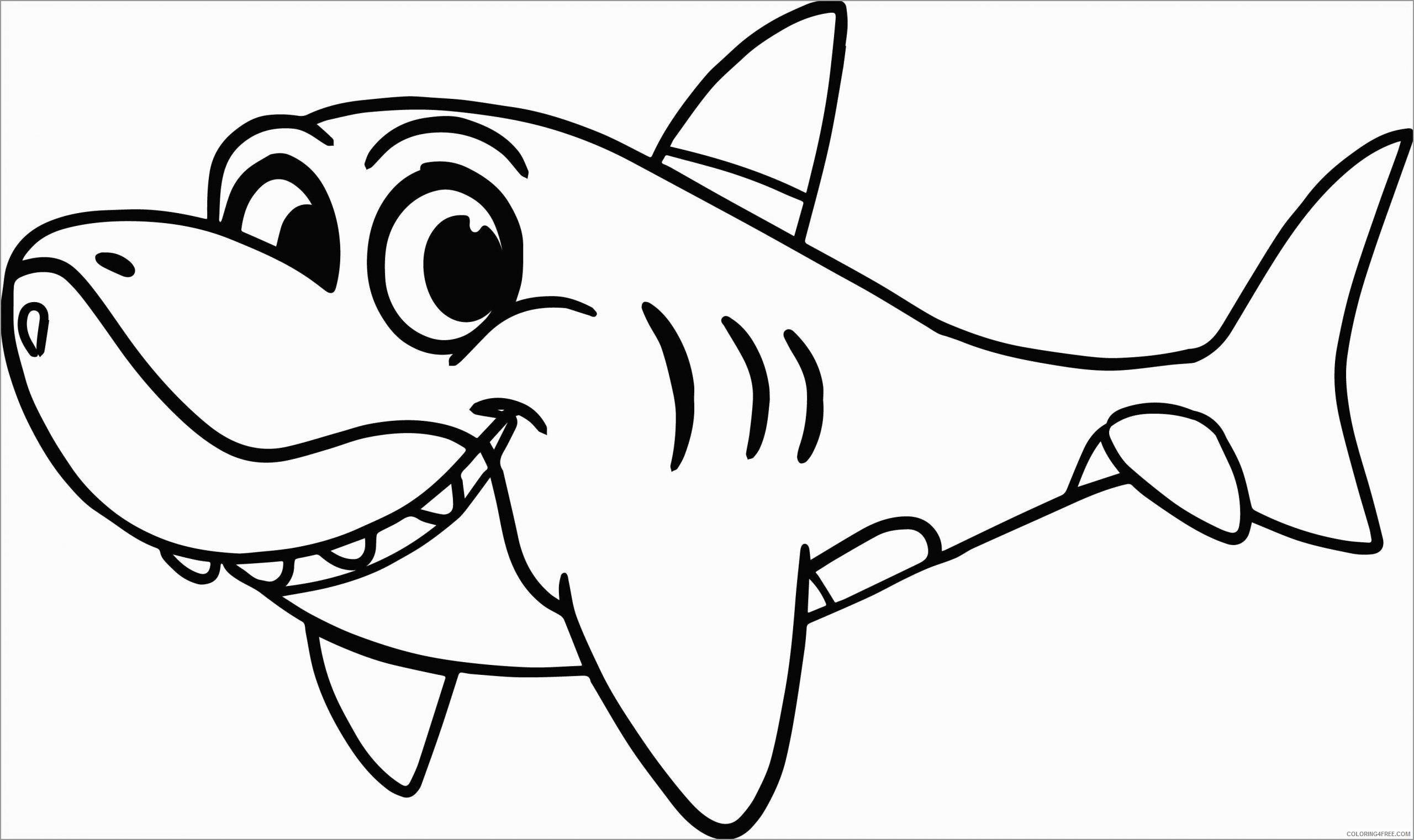 Sharks Coloring Pages Animal Printable Sheets cartoon shark for kids 2021 4444 Coloring4free