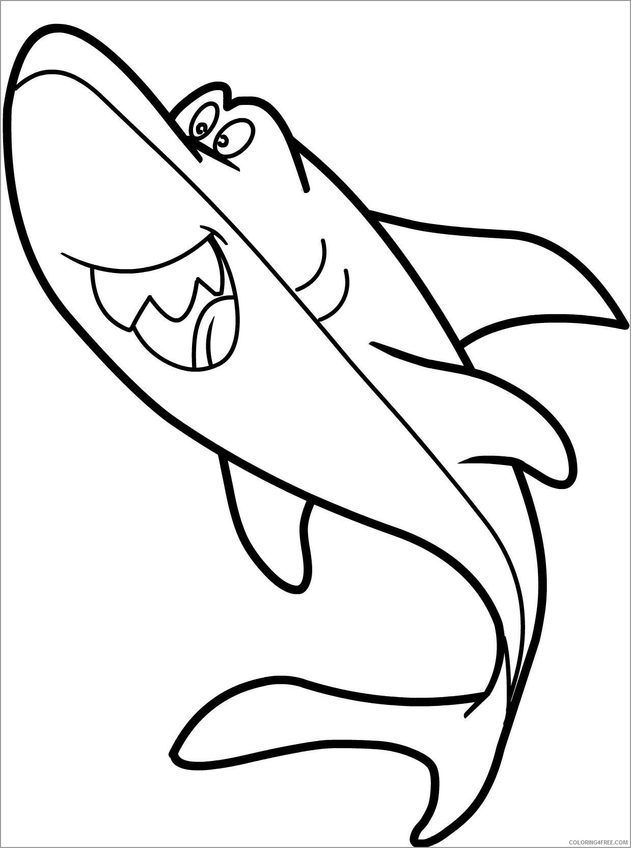 Sharks Coloring Pages Animal Printable Sheets funny shark 2021 4451 Coloring4free