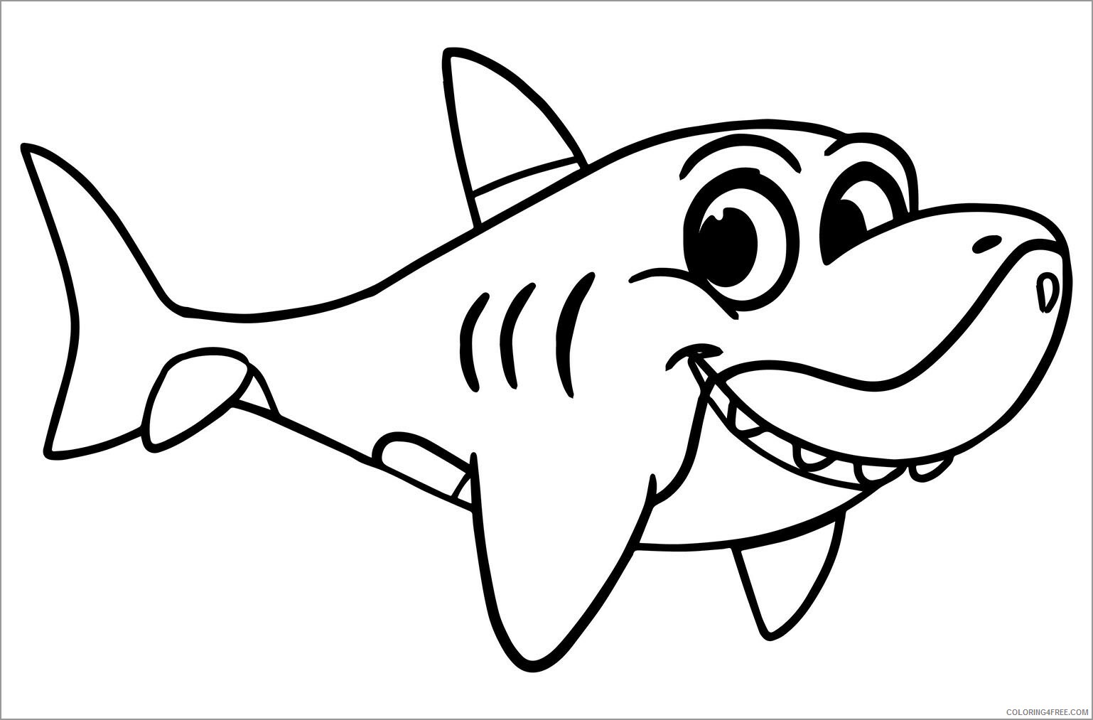 Sharks Coloring Pages Animal Printable Sheets printable cute shark 2021 4455 Coloring4free