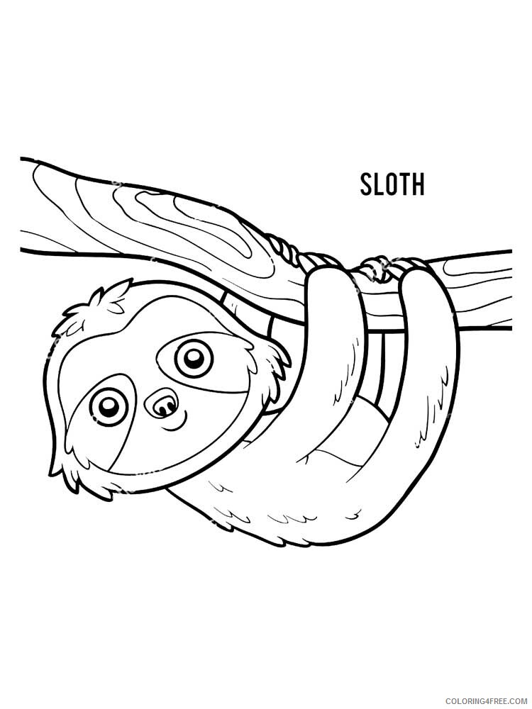 Sloth Coloring Pages Animal Printable Sheets Sloth 4 2021 4525 Coloring4free