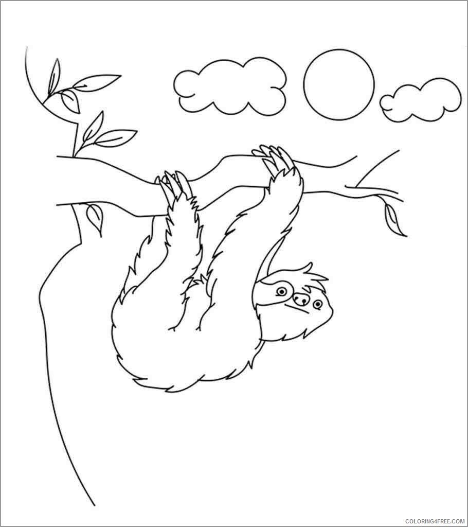 Sloth Coloring Pages Animal Printable Sheets easy sloths for kids 2021 4521 Coloring4free