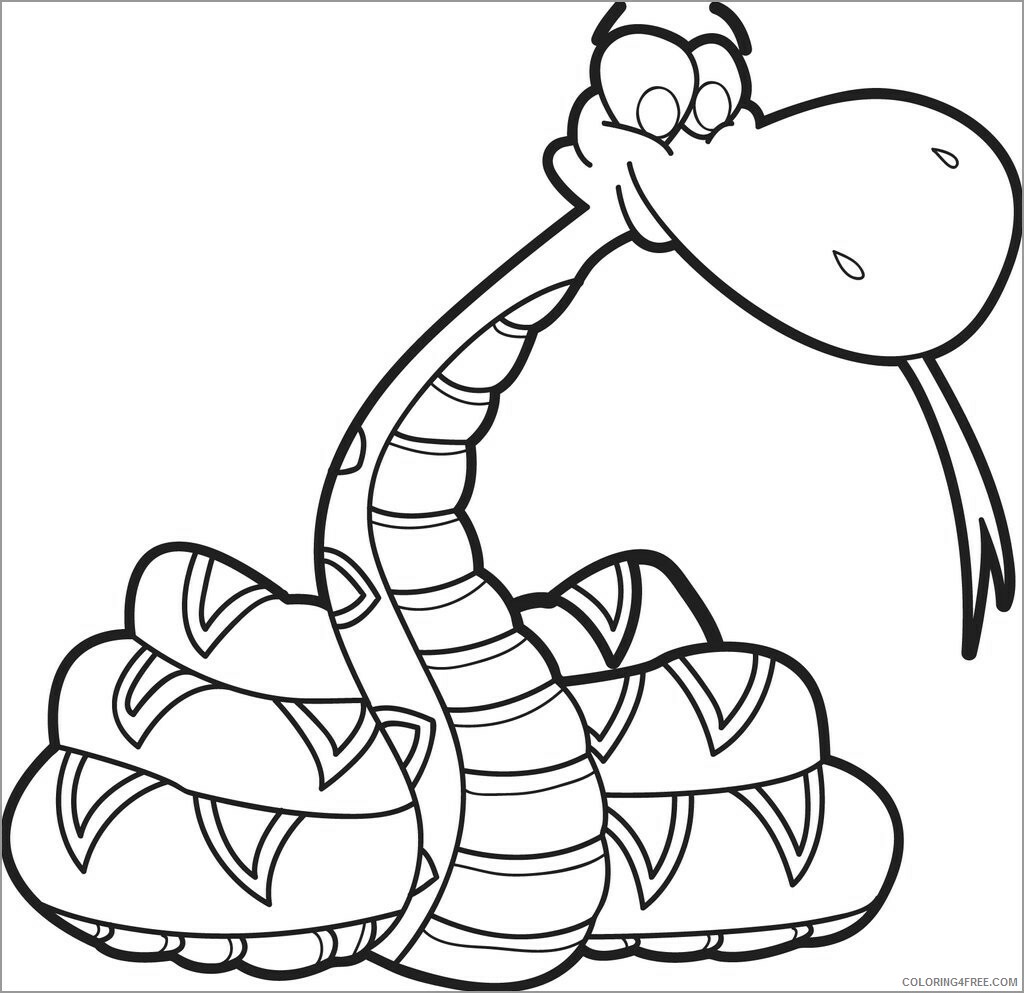 Snake Coloring Pages Animal Printable Sheets cartoon snake for kids 2021 4546 Coloring4free