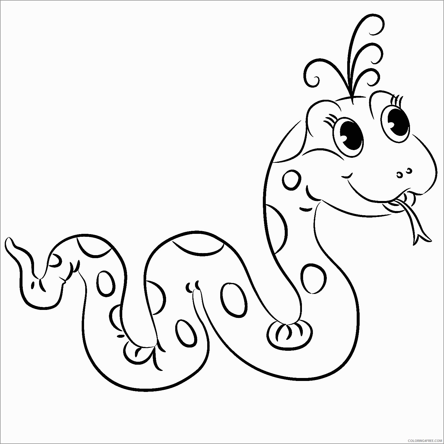Snake Coloring Pages Animal Printable Sheets cute snake 2021 4549 Coloring4free