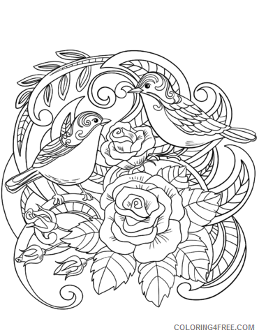 Sparrows Coloring Pages Animal Printable Sheets house sparrow in flowers 2021 4598 Coloring4free