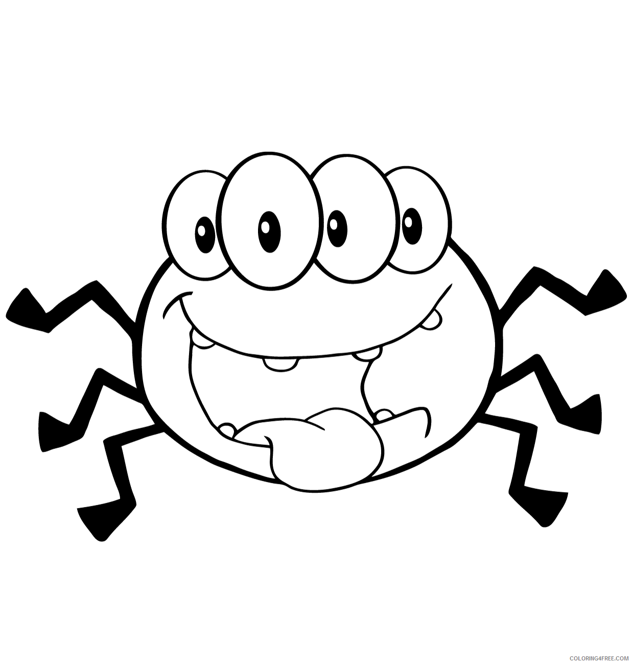Spider Coloring Pages Animal Printable Sheets happy cartoon spider 2021 4624 Coloring4free