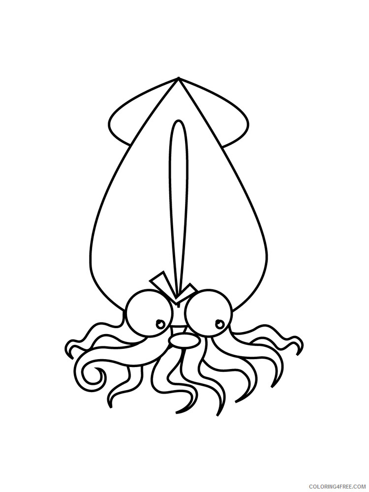 Squid Coloring Pages Animal Printable Sheets Squid 5 2021 4669 Coloring4free