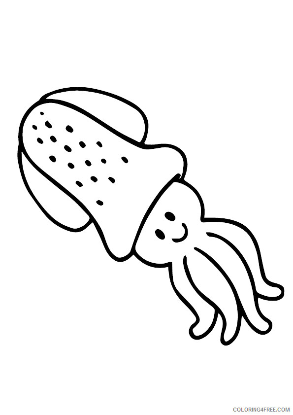 Squid Coloring Pages Animal Printable Sheets baby squid 2021 4661 Coloring4free