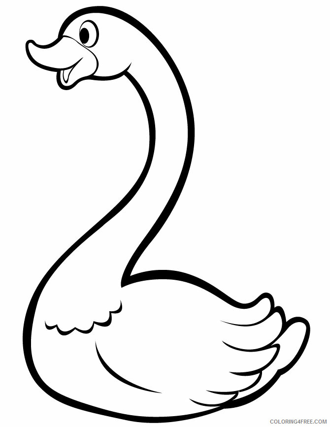 Swans Coloring Pages Animal Printable Sheets Cute Cartoon Swan 2021 4731 Coloring4free