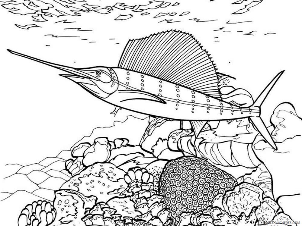 Swordfish Coloring Pages Animal Printable Sheets Swordfish 1 2021 4748 Coloring4free