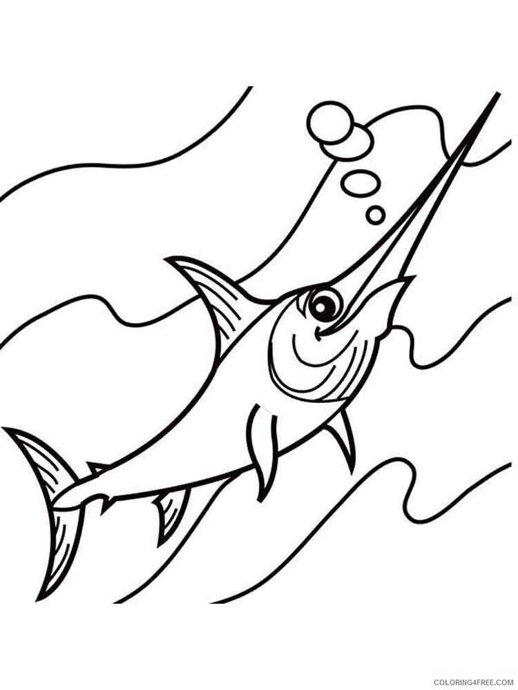 Swordfish Coloring Pages Animal Printable Sheets Swordfish 5 2021 4749 Coloring4free