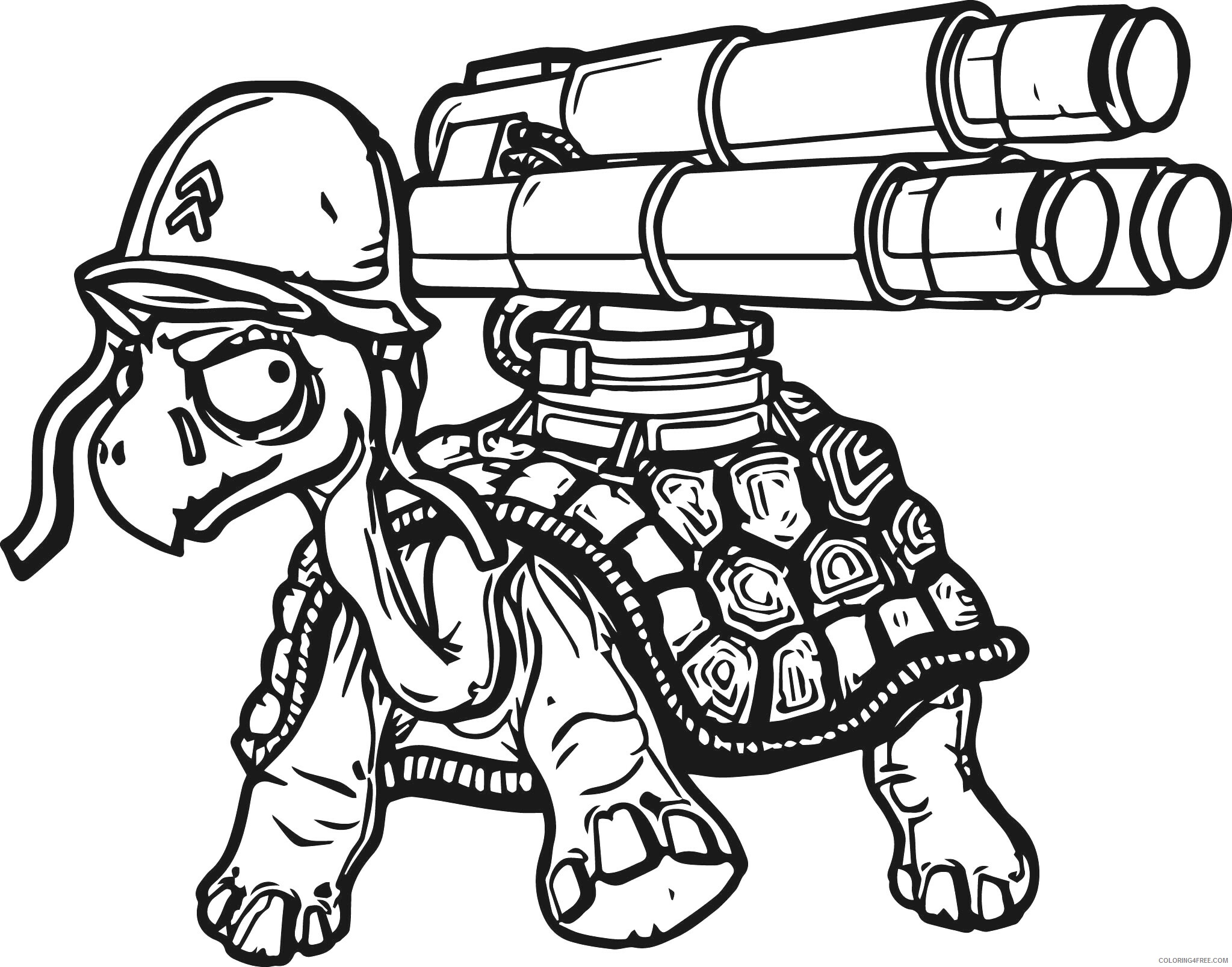 Tortoise Coloring Pages Animal Printable Sheets Tortoise Nerf Gun 2021 4814 Coloring4free