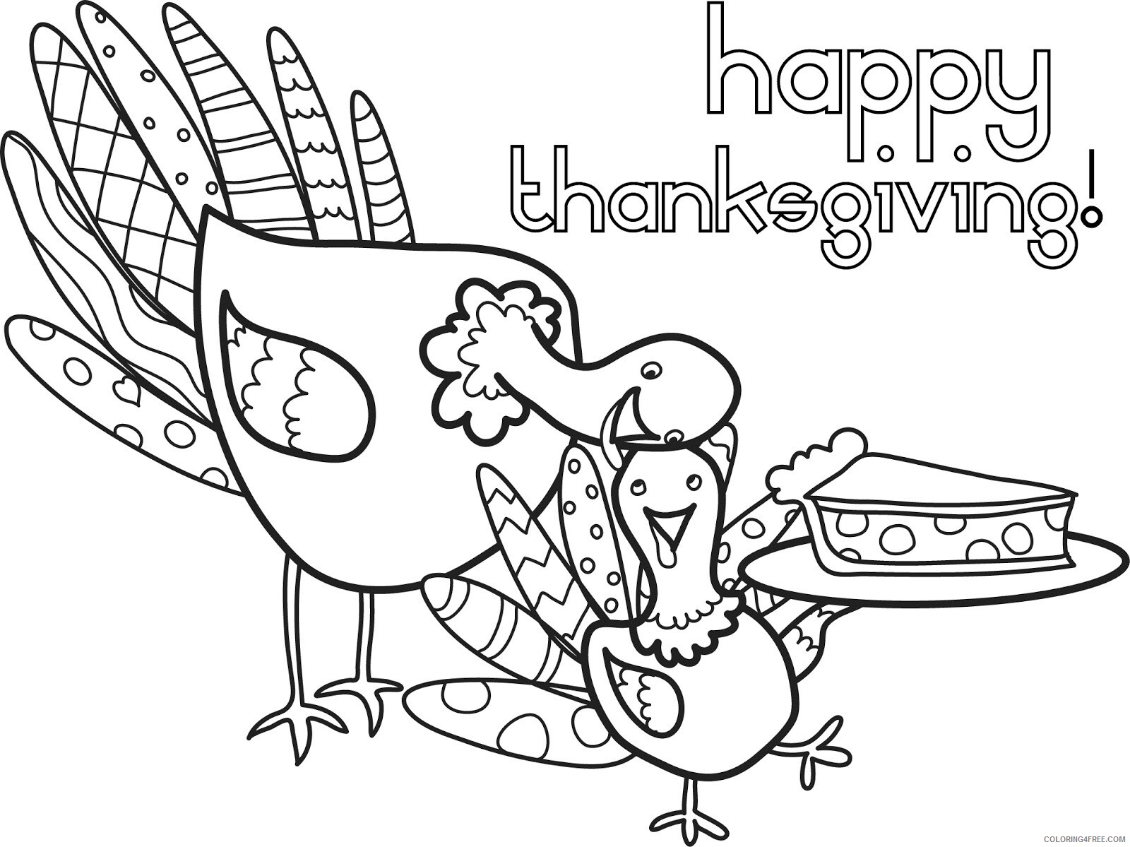 Turkeys Coloring Pages Animal Printable Sheets Thanksgiving Turkey and Pie 2021 Coloring4free