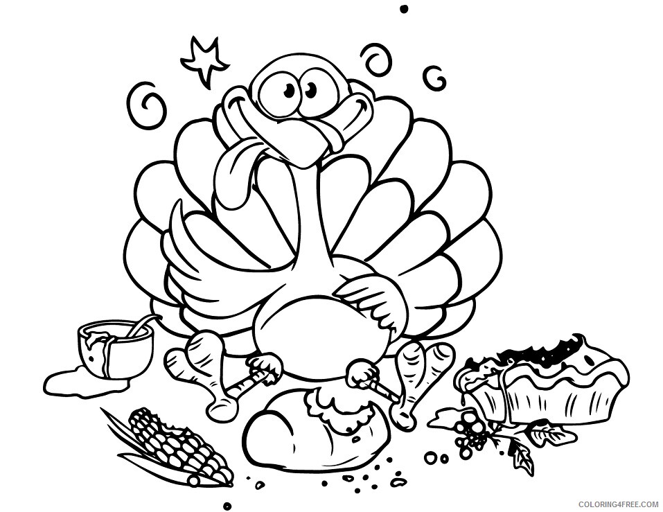 Turkeys Coloring Pages Animal Printable Sheets cute turkey with load stomach 2021 Coloring4free