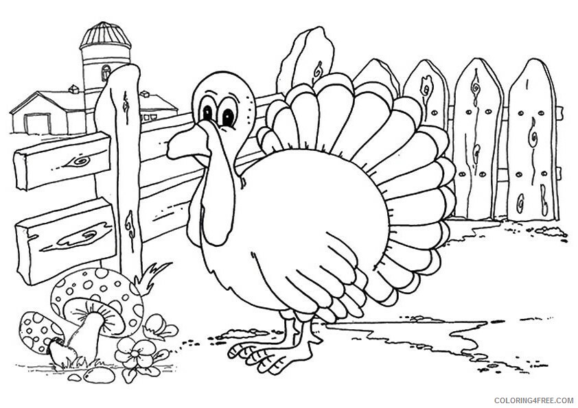 Turkeys Coloring Pages Animal Printable Sheets the turkey at its farm 2021 4849 Coloring4free