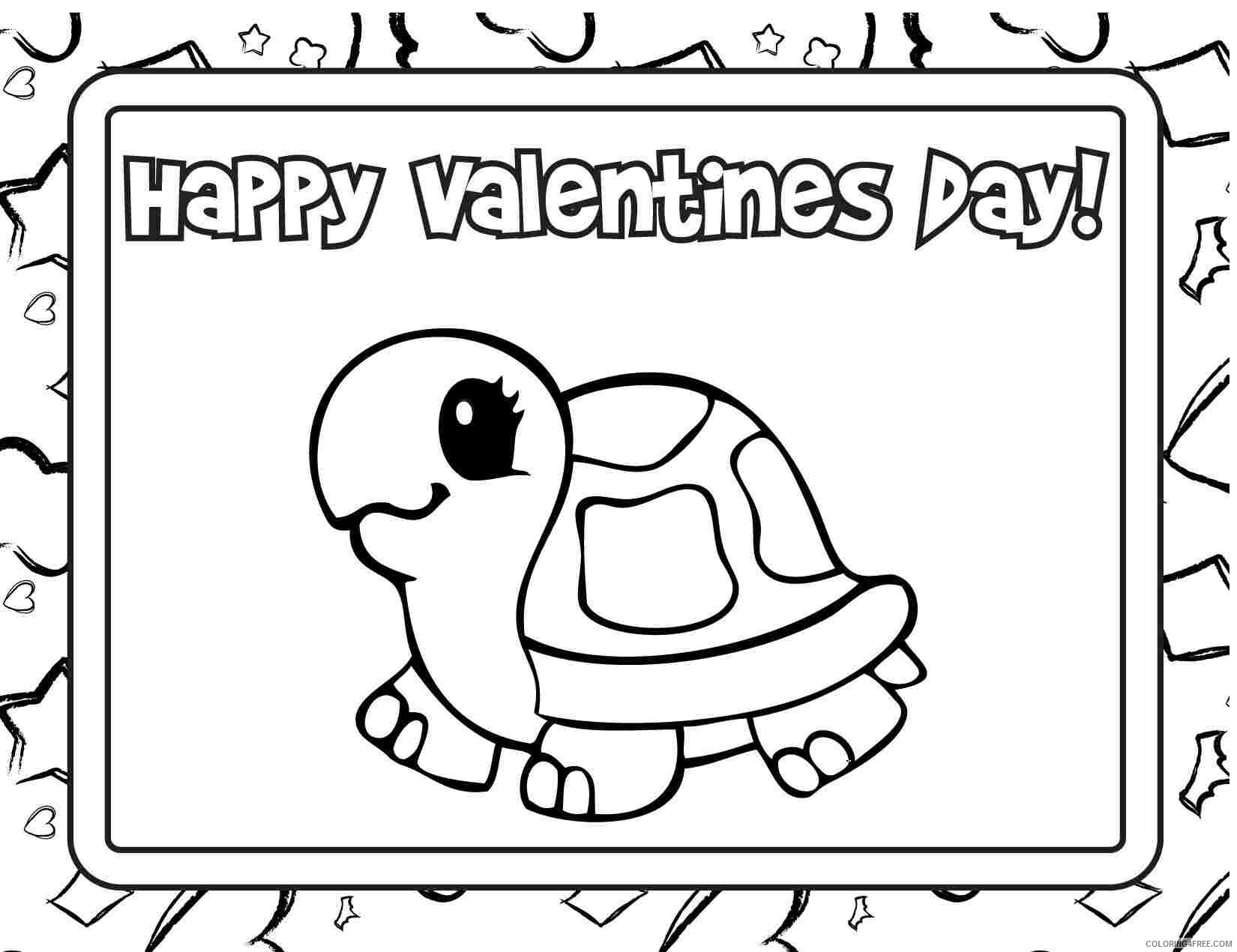 Turtle Coloring Pages Animal Printable Sheets Happy Valentines Day Turtle 2021 Coloring4free