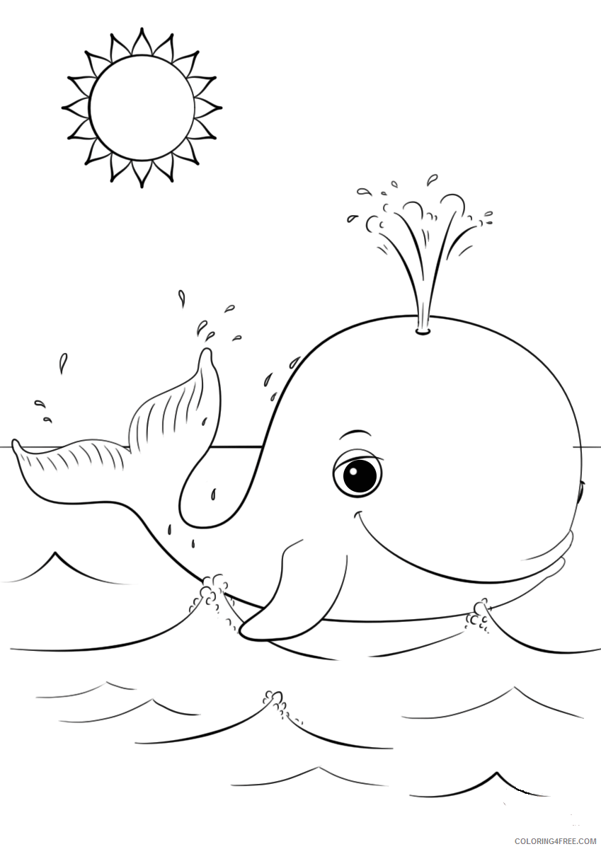 Whale Coloring Pages Animal Printable Sheets cute cartoon whale sheet 2021 4982 Coloring4free