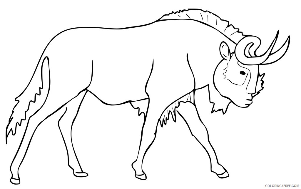 Wildebeest Coloring Pages Animal Printable Sheets Wildebeest 2021 5033 Coloring4free