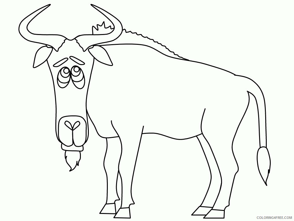 Wildebeest Coloring Pages Animal Printable Sheets Wildebeest or Gnu 2021 5035 Coloring4free