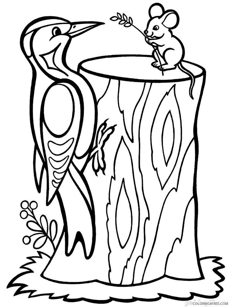 Woodpeckers Coloring Pages Animal Printable Sheets Woodpeckers birds 4 2021 5086 Coloring4free