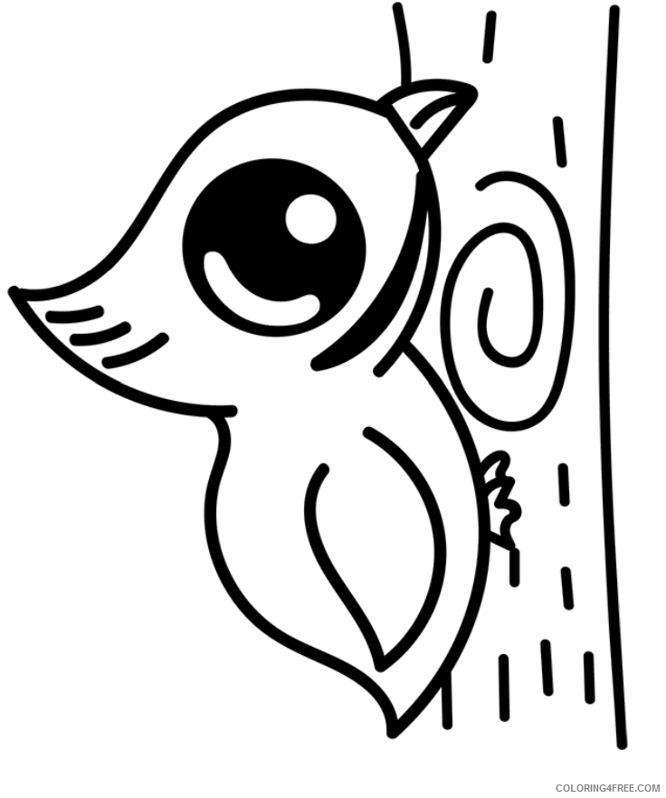Woodpeckers Coloring Pages Animal Printable Sheets baby woodpecker 2021 5079 Coloring4free