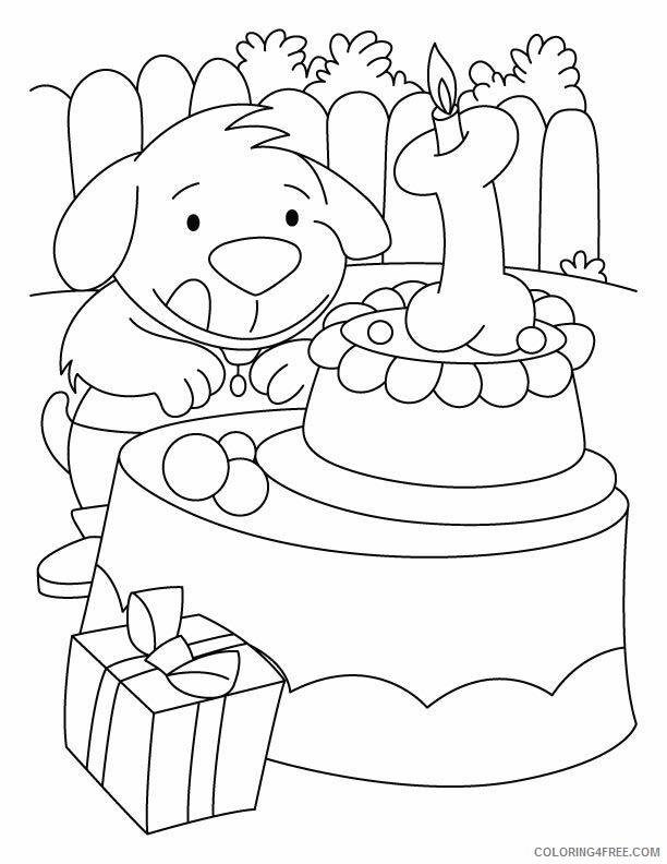 1st Birthday Coloring Pages Printable Sheets A puppy with the birthday 2021 09 400 Coloring4free
