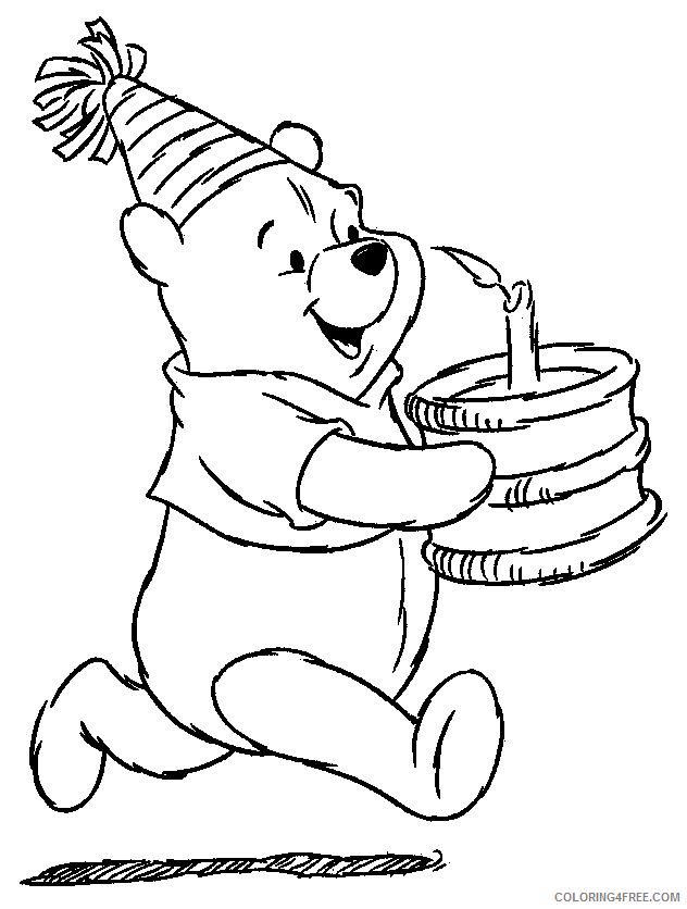 1st Birthday Coloring Pages Printable Sheets Winnie the Pooh Birthday ...