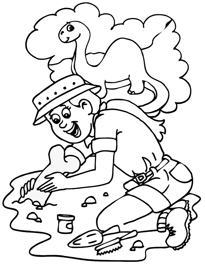 1st Grade Coloring Pages Printable Sheets Page of a paleontologist 2021 09 407 Coloring4free