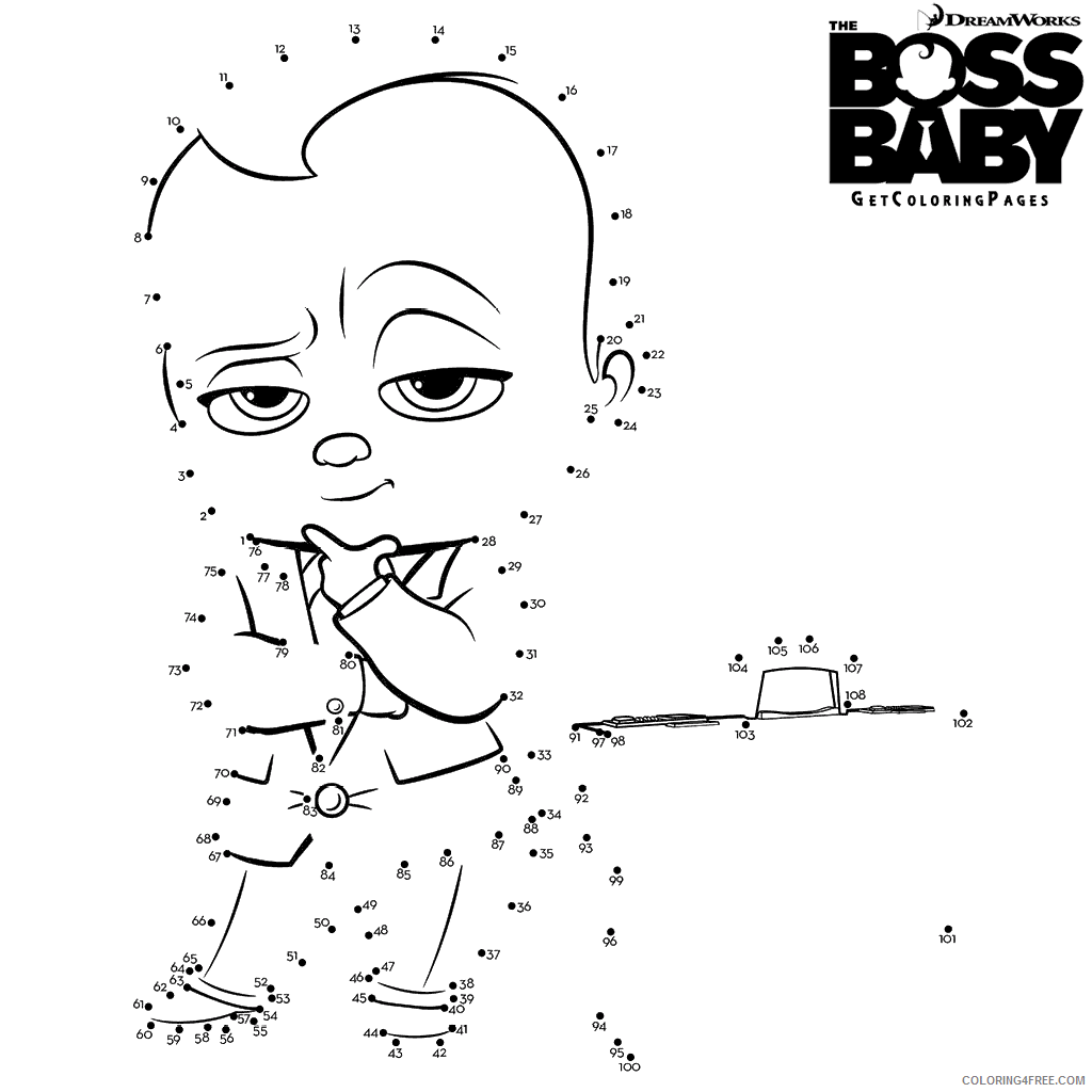 200 Dot to Dot Coloring Pages Printable Sheets Connect The Dots Boss Baby 2021 09 422 Coloring4free