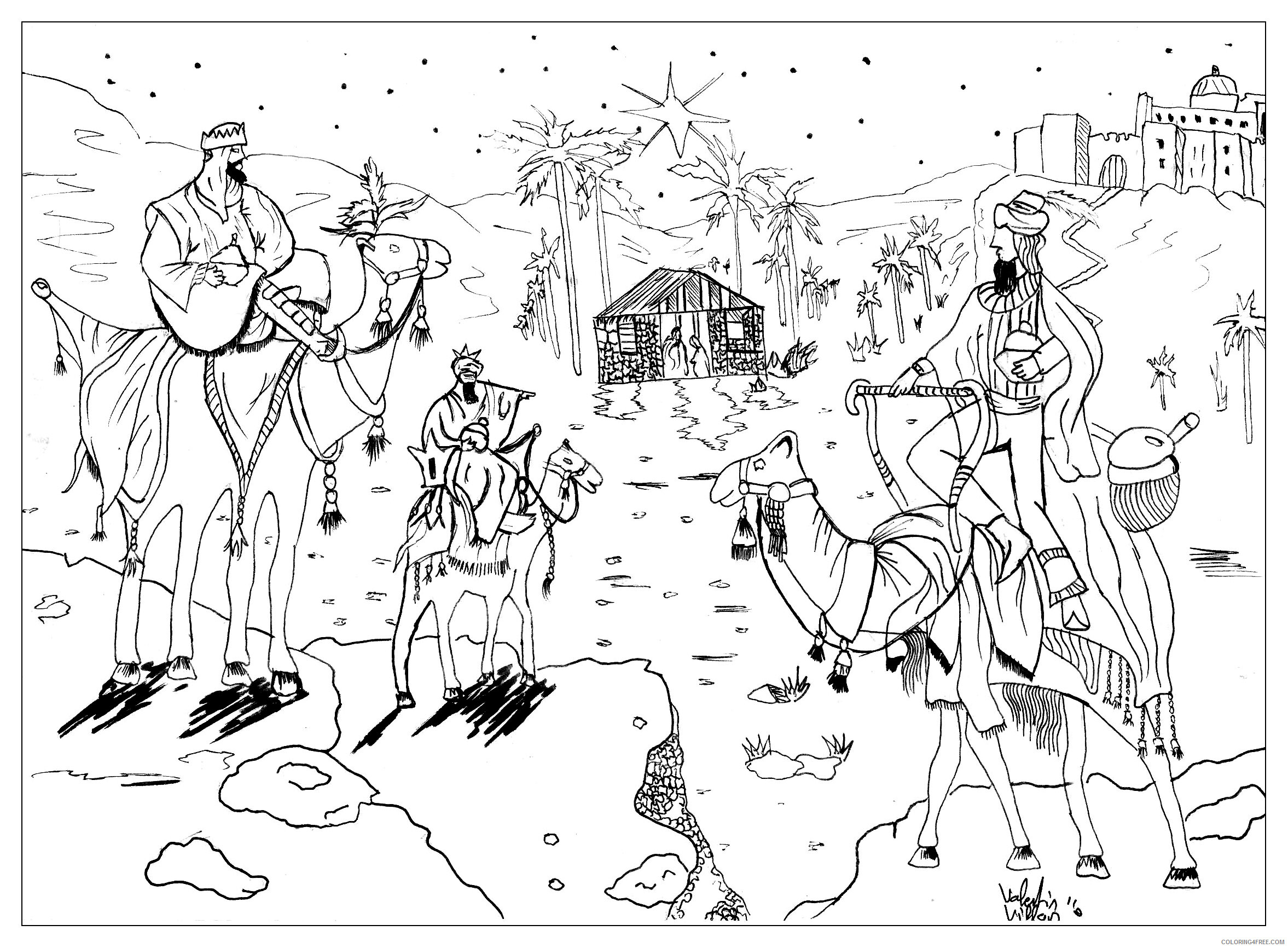 3 Kings Coloring Pages Printable Sheets Draw king wise men Happy 2021 09 514 Coloring4free