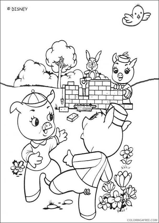 3 Little Pigs Pictures Printable Sheets Three Little Pigs Wood Houses 2021 09 561 Coloring4free
