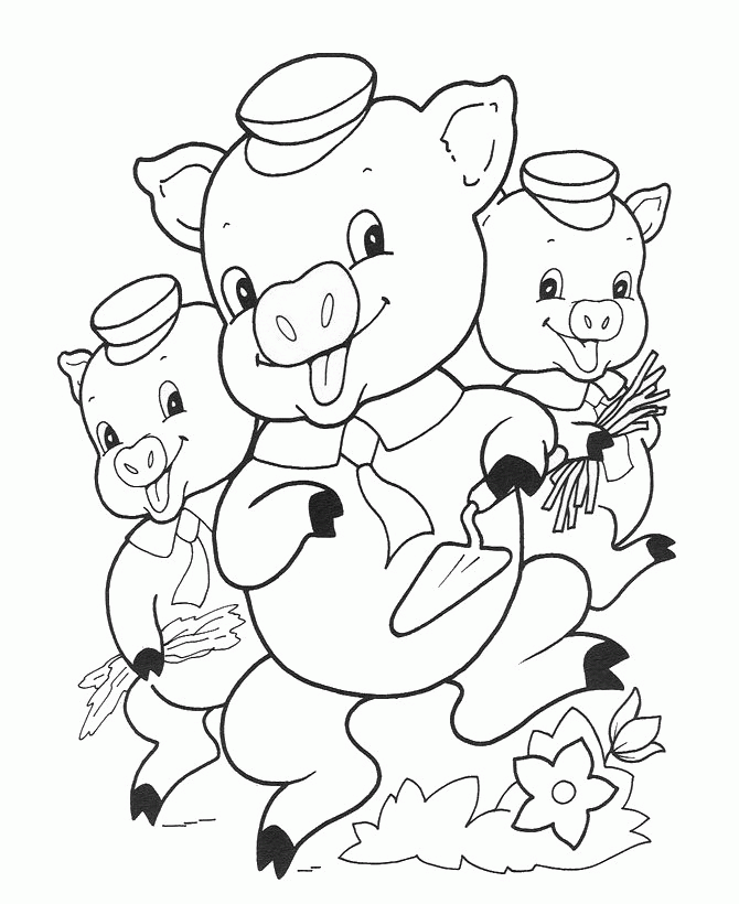 3 Pigs Picture Printable Sheets Bluebonkers 3 Pigs Sheets 2021 09 570 Coloring4free