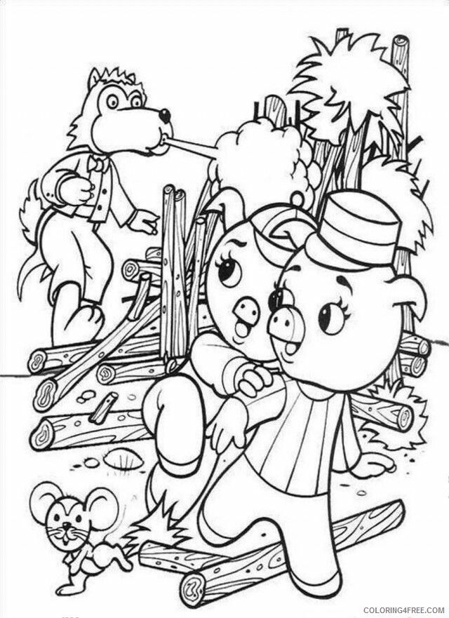 3 Pigs Picture Printable Sheets Three Little Pigs Avoid Wolf 2021 09 585 Coloring4free