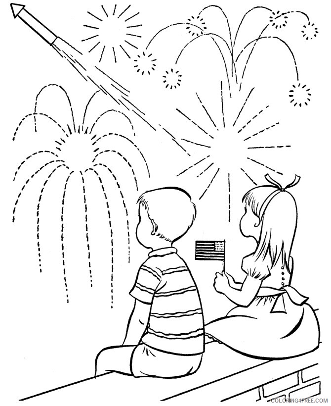 4th of July Coloring Sheets Printable Sheets Watching Fireworks 4th of July 2021 09 736 Coloring4free