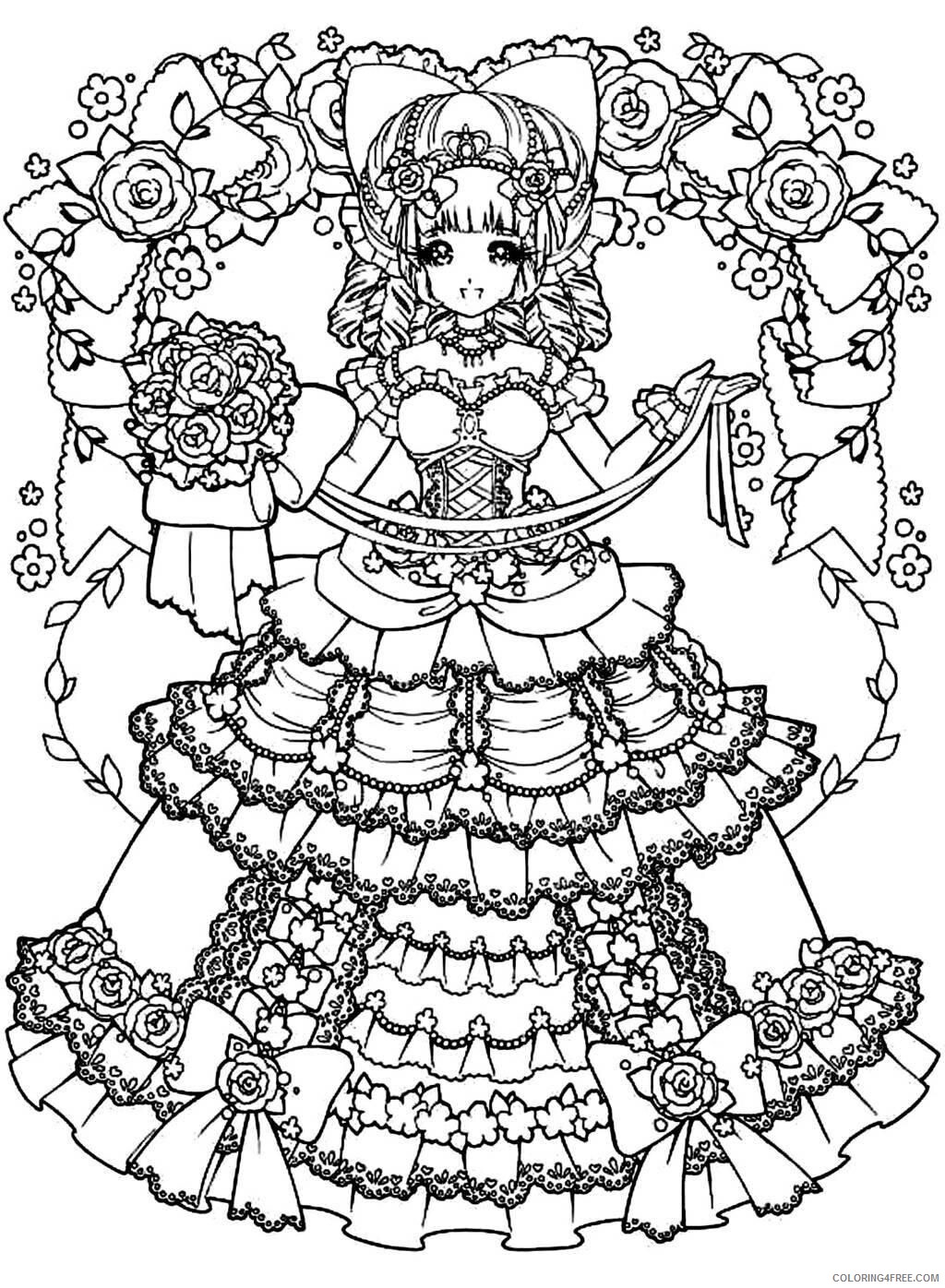 5 Beautiful Girls in a Gown Coloring Pages Print adult back to childhood 2021 09 Coloring4free