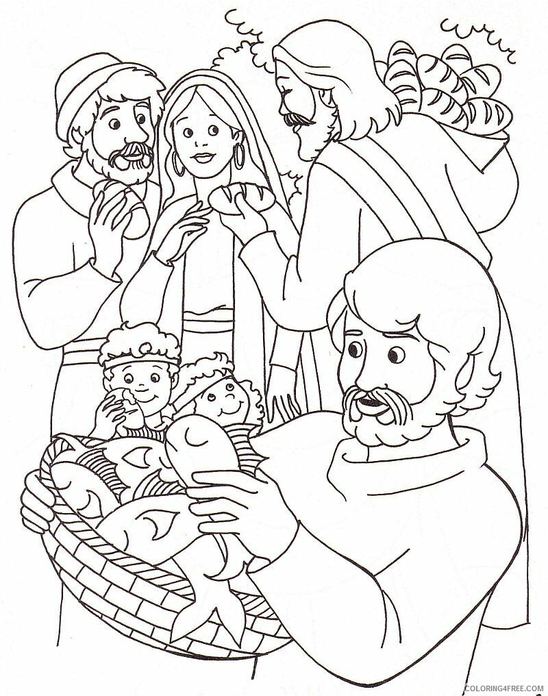 5 Loaves and 2 Fish Coloring Pages Feeding the Five Thousand Jesus 2021 09 791 Coloring4free