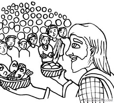 5 Loaves and 2 Fish Coloring Pages Printable Sheets Pictures Of Jesus Feeding 2021 09 790 Coloring4free