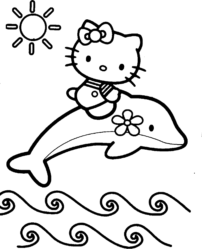 A Picture of a Dolphin Printable Sheets Hello Kitty Riding A Dolphin 2021 a 0331 Coloring4free