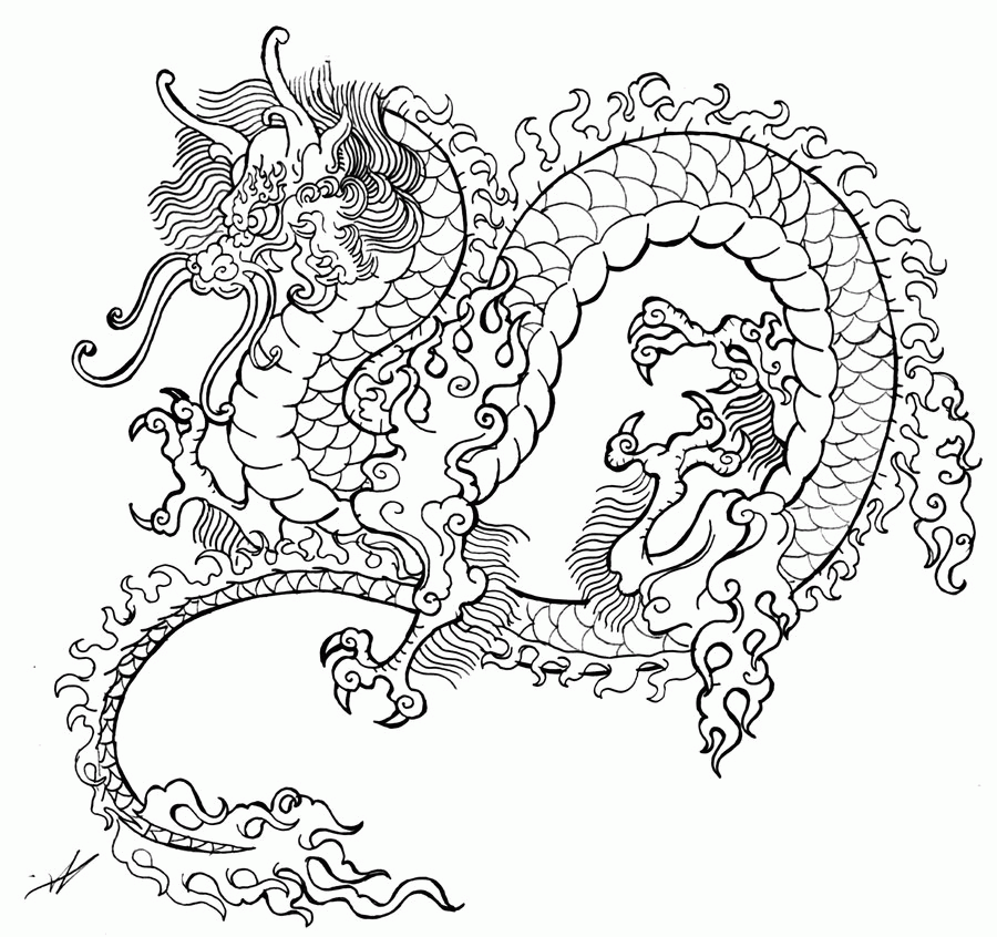A Picture of a Dragon Printable Sheets Dragon tattoo sketch by smarelda 2021 a Coloring4free