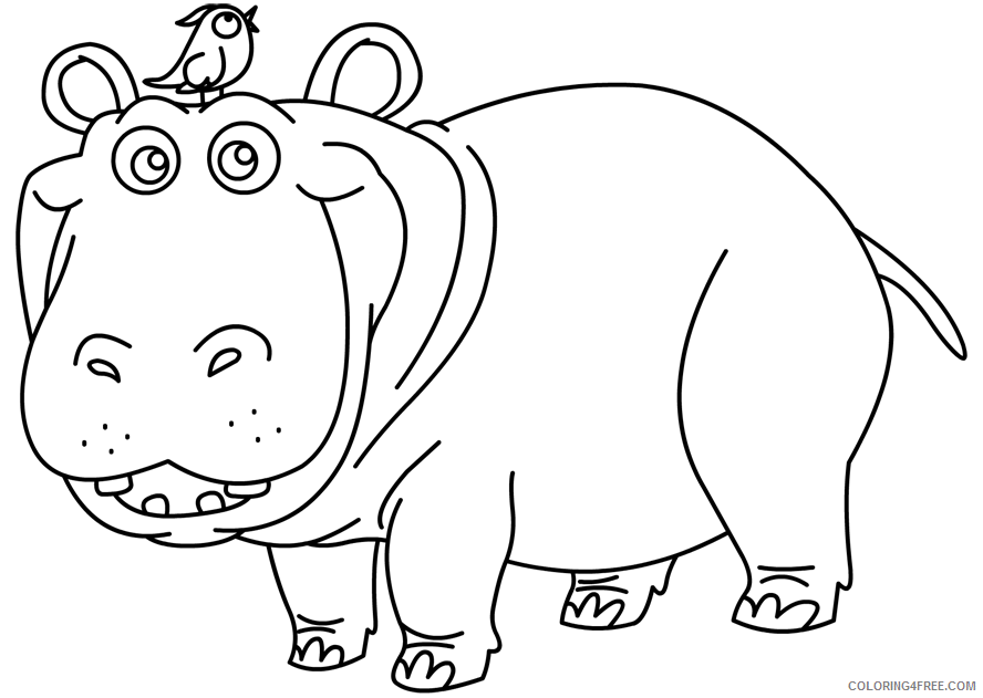 A Picture of a Hippo Printable Sheets Wild animal for 2021 a 0377 Coloring4free