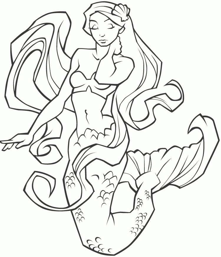 A Picture of a Mermaid Printable Sheets Pretty Mermaid Images 2021 a 0414 Coloring4free