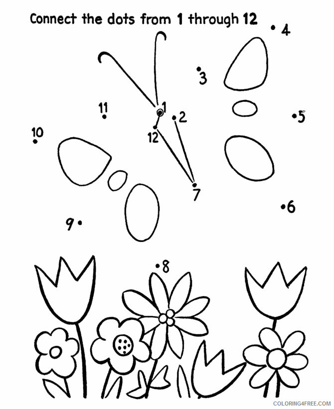 A simple dot to dot worksheet Printable Sheets Connect The Butterfly on Dot 2021 a 0670 Coloring4free