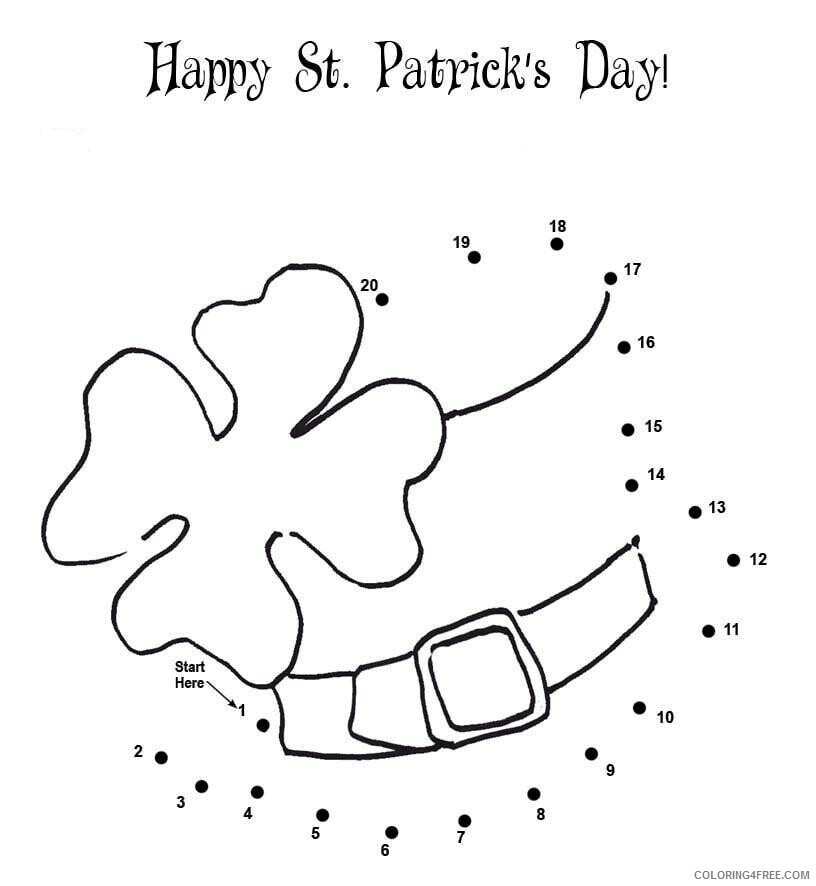 A simple dot to dot worksheet Printable Sheets Leprechaun Face St Patricks Dots 2021 a 0678 Coloring4free